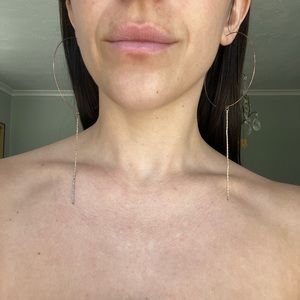 Thin Gold Hoops with String